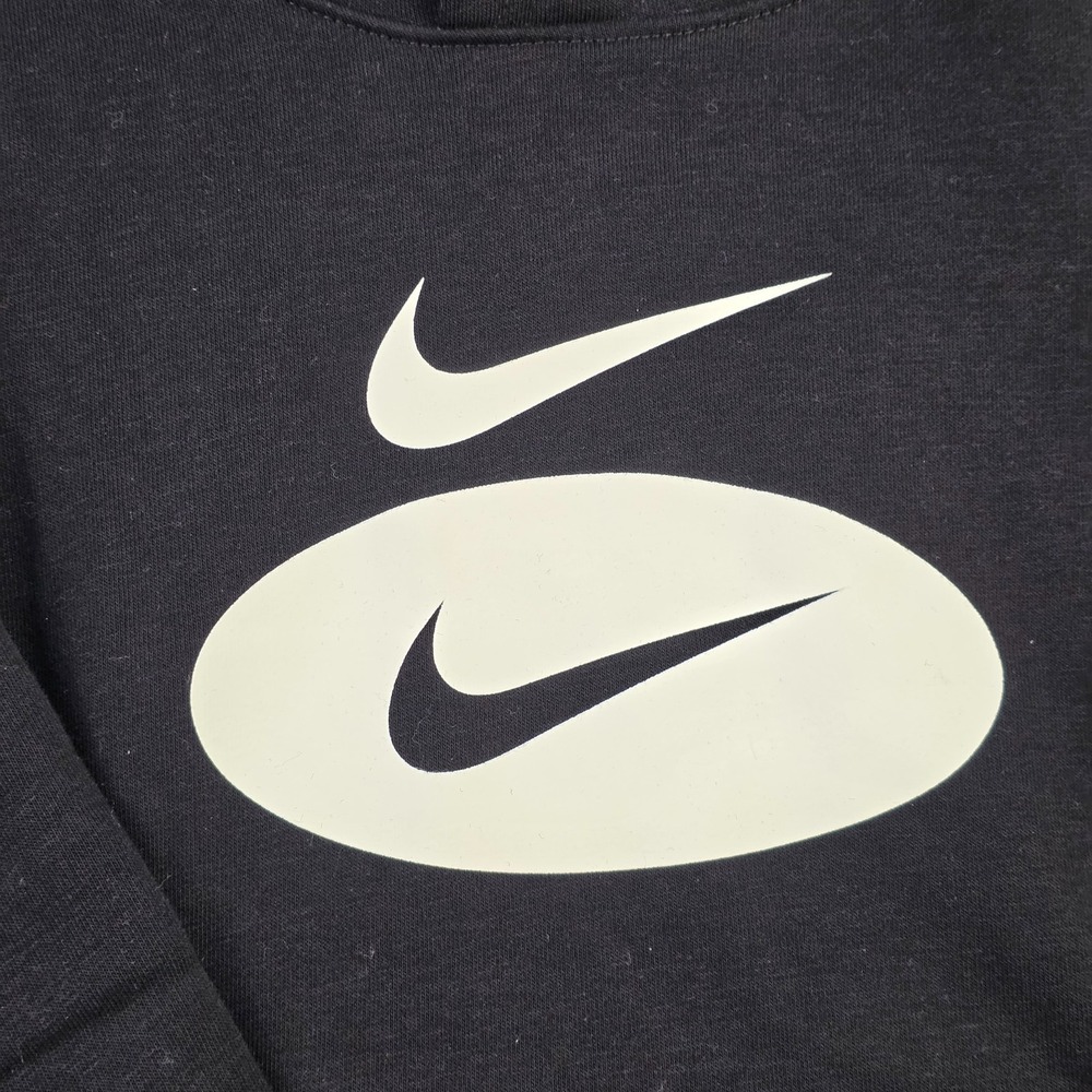 Nike Boys hoodie sweatshirt size 6-7 NEW black w/ white shoosh - Picture 3 of 7